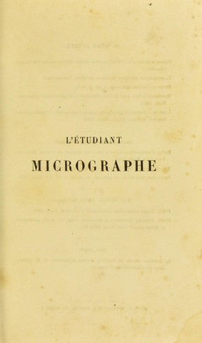Cover for L'étudiant micrographe