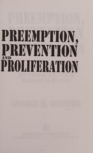 Cover for Preemption, prevention and proliferation