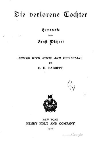 Cover for Die verlorene tochter