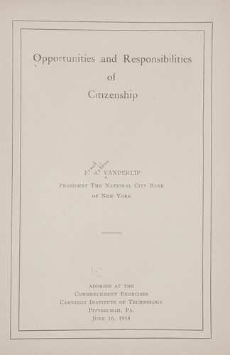 Cover for Opportunities and responsibilities of citizenship