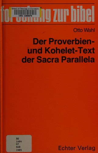 Cover for Der Proverbien- und Kohelet-Text der Sacra Parallela