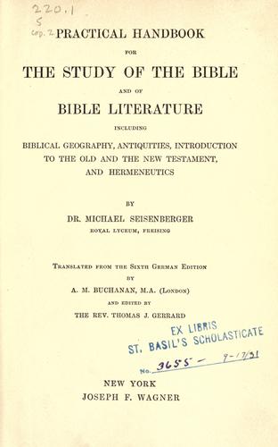 Cover for Practical handbook for the study of the Bible and of Bible literature