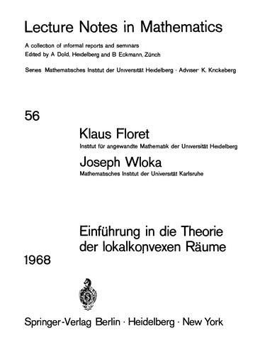 Cover for Einführung in die Theorie der lokalkonvexen Räume