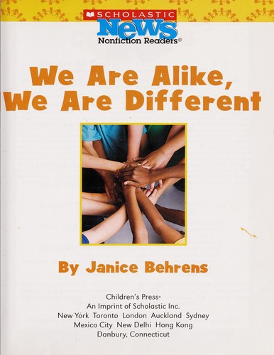 Cover for We are alike, we are different
