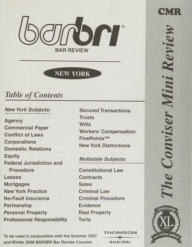Cover for 2007 NY BarBri Bar Conviser Mini Review