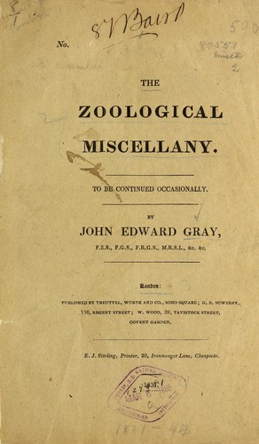 Cover for The zoological miscellany