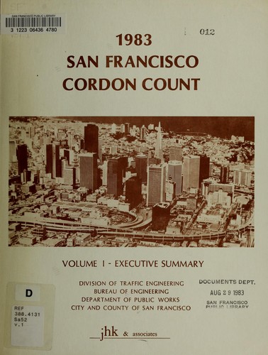 Cover for San Francisco metropolitan traffic district cordon count