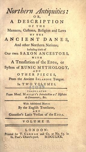 Cover for Northern antiquities: or, A description of the manners, customs, religion and laws of the ancient Danes, and other northern nations