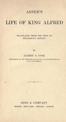Cover for Asser's life of King Alfred.