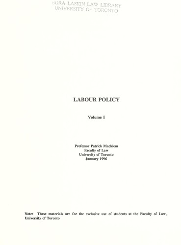 Cover for Labour policy