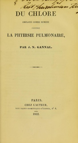 Cover for Du chlore employ©♭ comme rem©·de contre la phthisie pulmonaire