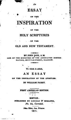 Cover for essay on the inspiration of the Holy Scriptures of the Old and New Testament.
