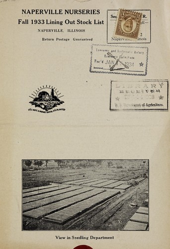 Cover for Fall 1933 lining out stock list