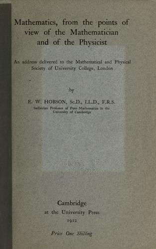 Cover for Mathematics, from the points of view of the mathematician and of the physicist