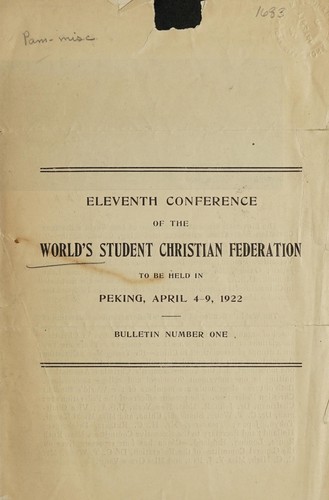 Cover for Eleventh Conference, World's Student Christian Federation