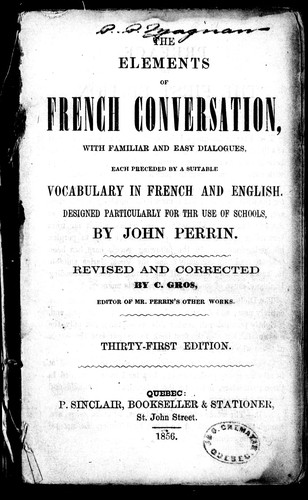 Cover for The elements of French conversation