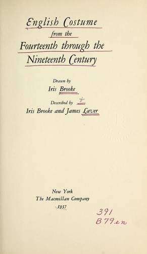 Cover for English costume from the fourteenth through the nineteenth century