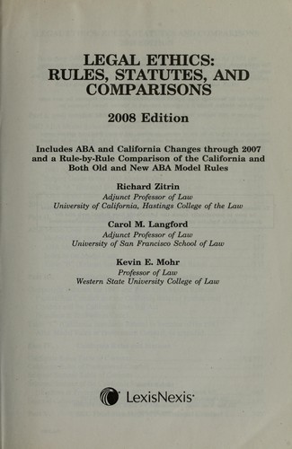 Cover for Legal ethics