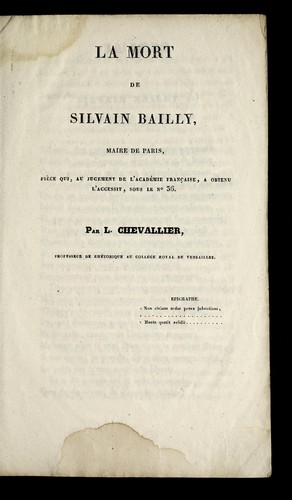 Cover for La mort de Silvain Bailly, maire de Paris