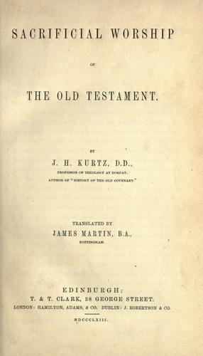 Cover for Sacrificial worship of the Old Testament