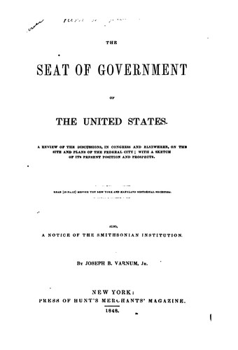 Cover for The seat of government of the United States.