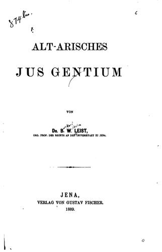 Cover for Alt-arisches jus gentium