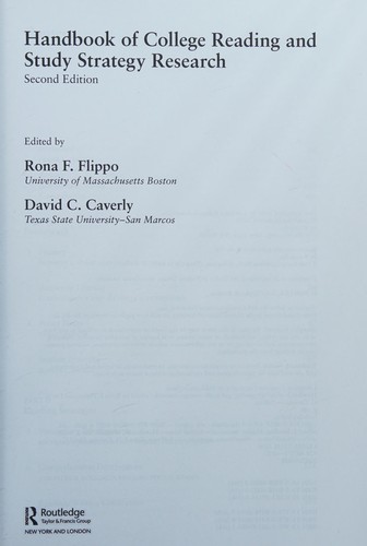 Cover for Handbook of college reading and study strategy research