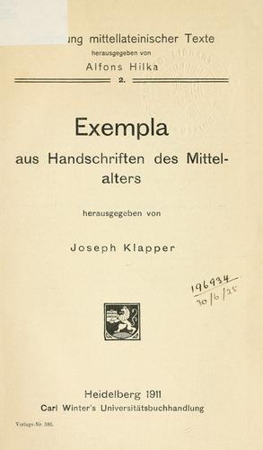 Cover for Exempla aus Handschriften des Mittelalters