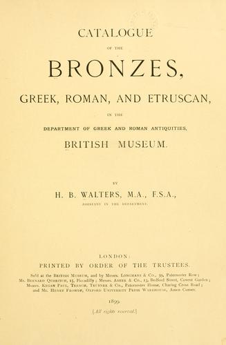 Cover for Catalogue of the bronzes, Greek, Roman, and Etruscan, in the Department of Greek and Roman Antiquities, British Museum