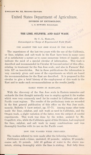 Cover for The lime, sulphur, and salt wash