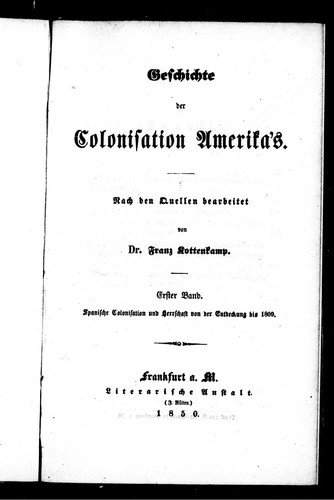 Cover for Geschichte der Colonisation Amerika's