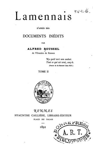 Cover for Lamennais