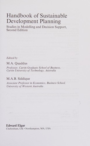 Cover for Handbook of Sustainable Development Planning