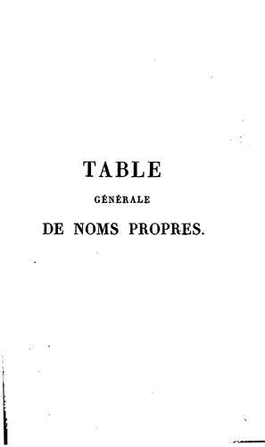 Cover for Table des Noms propres : dans les huit volumes de cette troisième partie