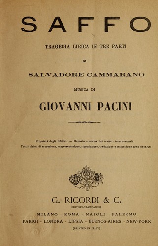 Cover for Saffo