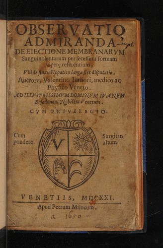 Cover for Observatio admiranda de ejectione membranarum sanguinolentarum per secessum formam viper[ae] referentium, ubi de fluxu hepatico larga fiet disputatio