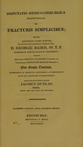 Cover for Disputatio medico-chirurgica inauguralis, de fracturis simplicibus ...