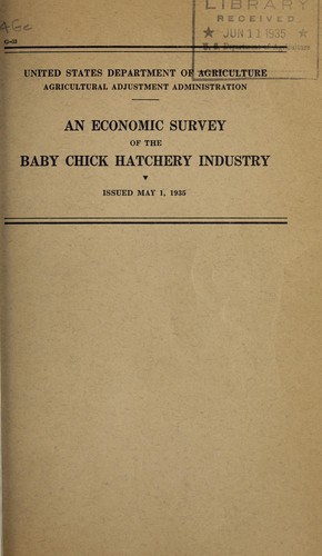 Cover for An economic survey of the baby chick hatchery industry