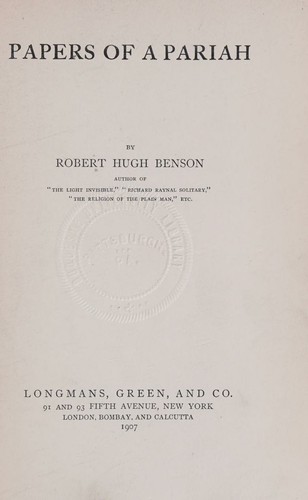 Cover for Papers of a Pariah