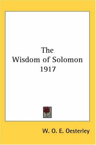 Cover for The Wisdom of Solomon 1917