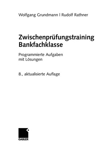 Cover for Zwischenprüfungstraining Bankfachklasse