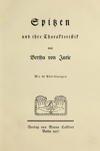 Cover for Spitzen und ihre Charakteristik