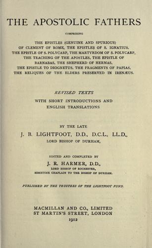 Cover for The Apostolic fathers