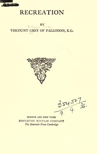 Cover for Recreation