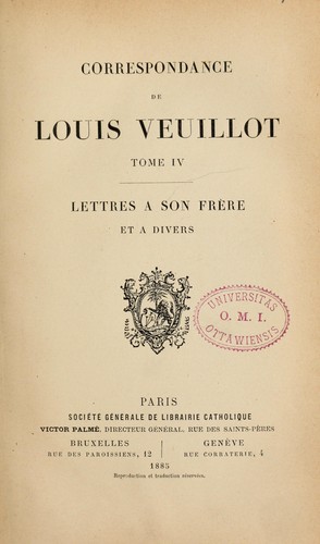 Cover for Correspondance ...