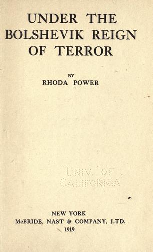 Cover for Under the Bolshevik reign of terror