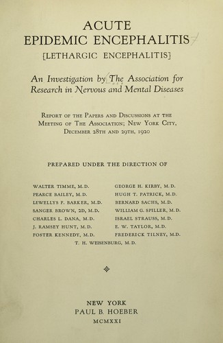 Cover for Acute epidemic encephalitis (lethargic encephalitis)