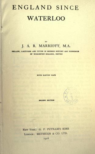 Cover for England since Waterloo.