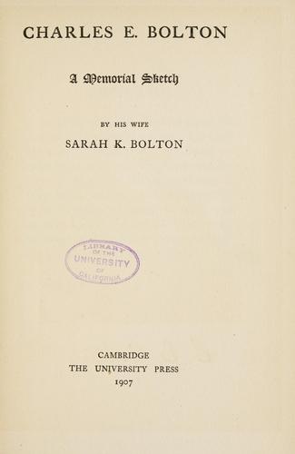 Cover for Charles E. Bolton