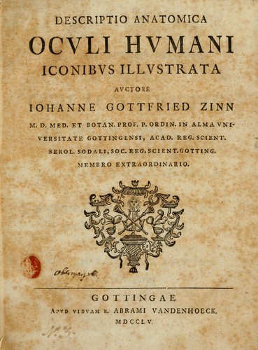 Cover for Descriptio anatomica oculi humani iconibus illustrata